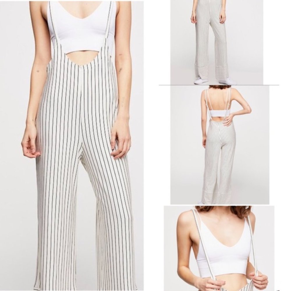 NWT Free People Beach Surf City Pinstripe Jumpsuit - Picture 3 of 11